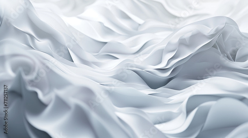 This image beautifully captures the delicate folds of white silk fabric, conveying a sense of elegance and luxury with its smooth texture and gentle undulations.