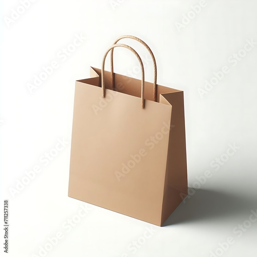 Brown Paper Shopping Bag for mockup on isolated white background