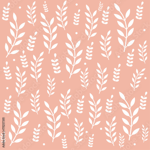 Elegant floral leaf pattern. Vector background pink.