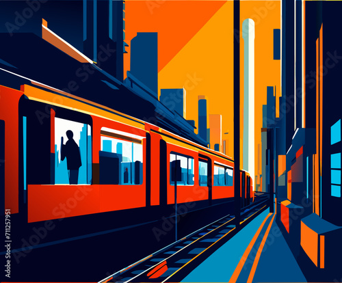 A bustling subway station scene vektor illustation