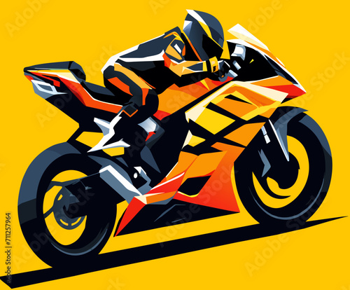 Motorcycle in a dynamic action pose vektor illustation