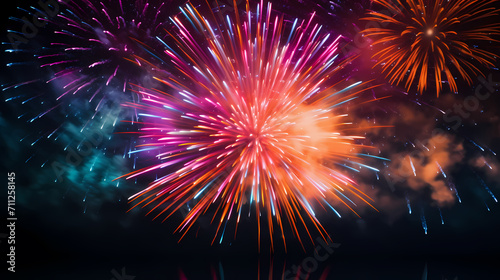 Beautiful fireworks background at night for holiday decoration