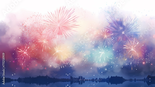 Beautiful fireworks background at night for holiday decoration