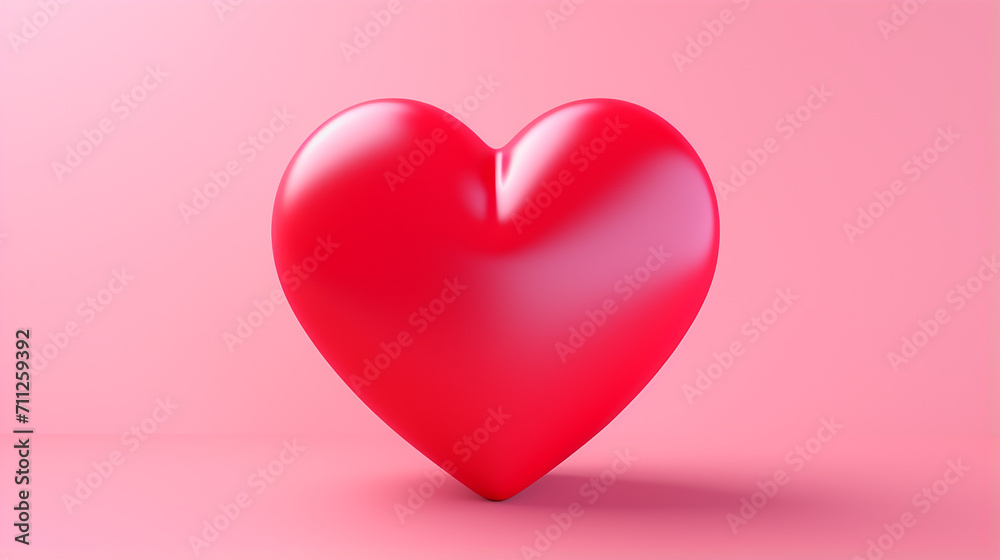 heart icon like and love. 3d red heart on pink background