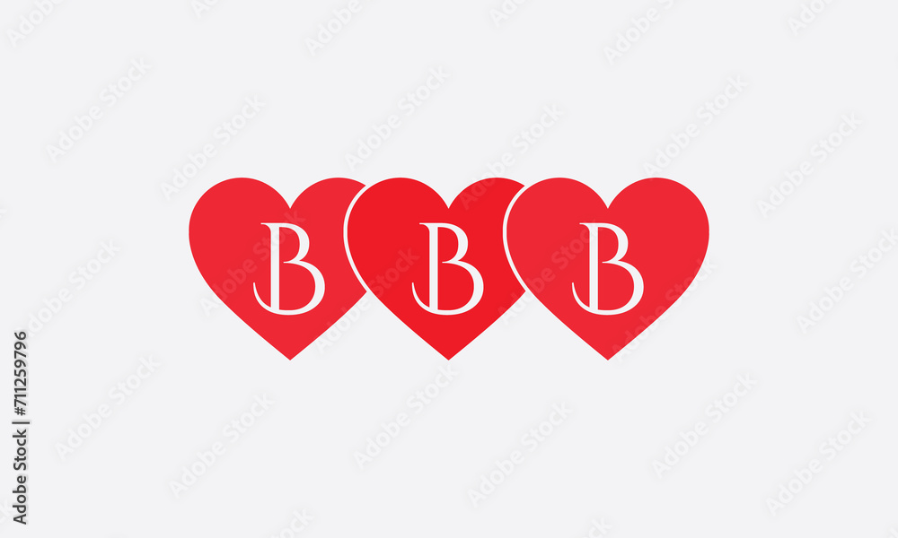Triple Hearts shape BBB. Red heart sign letters. Valentine icon and love symbol. Romance love with heart sign and letters. Gift red love Triple Hearts shape BBB. Red heart sign letters. Valentine icon and love symbol. Romance love with heart sign and letters. Gift red love