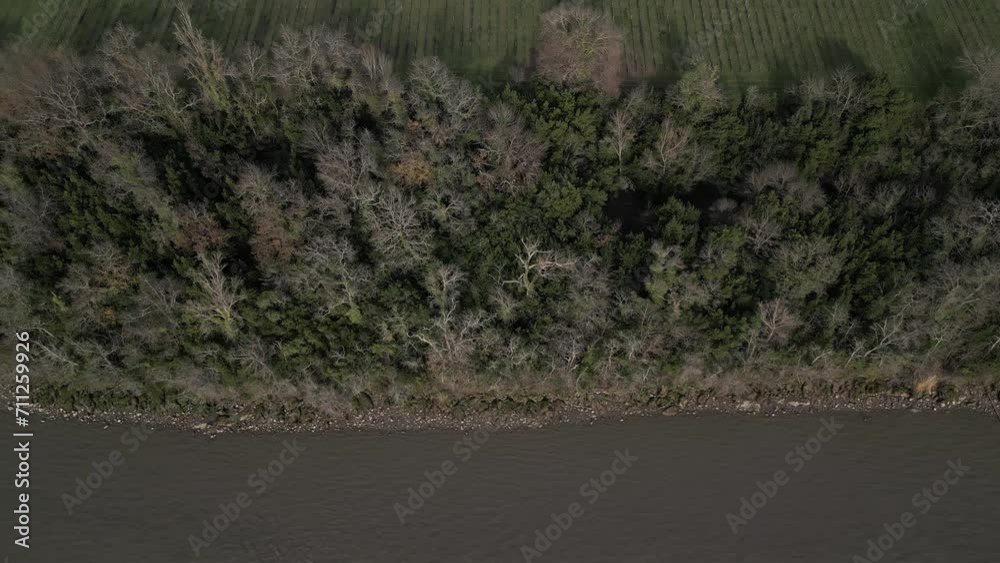 River's edge aerial view, near Bordeaux, France - aerial fly-over River's edge aerial view, near Bordeaux, France - aerial fly-over
