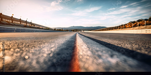 asphalt  race track with line. empty road background photo