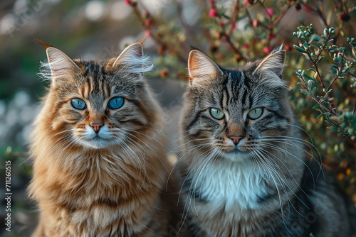 Two friendly cats 