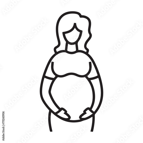 Pregnant Woman Logo Black Outline Vector, Maternity Logo Icon