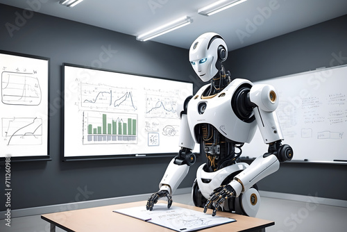 A modern robot helps in studying in the modern world photo