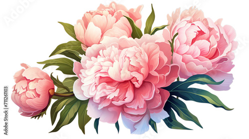 Tender peonies flower isolated on transparent background, Generative ai © The Deep Designer