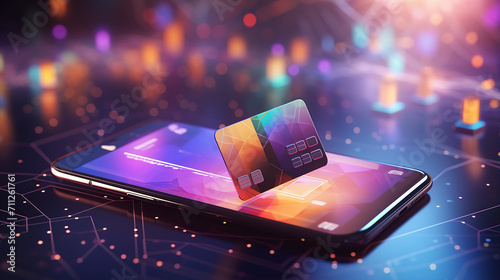 online payment via credit card concept 3d rendering photo