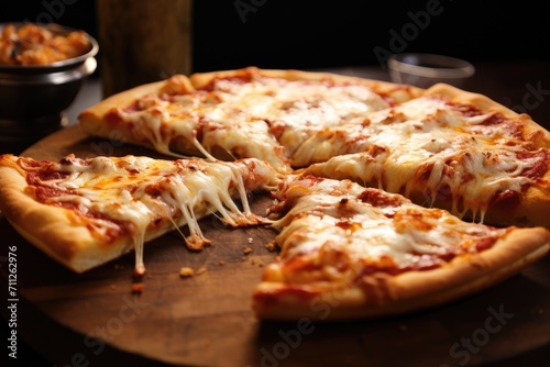 Wallpaper Mural A delicious pizza placed on a classic wooden cutting board, ready to be enjoyed, delicious cheese pizza, AI Generated Torontodigital.ca