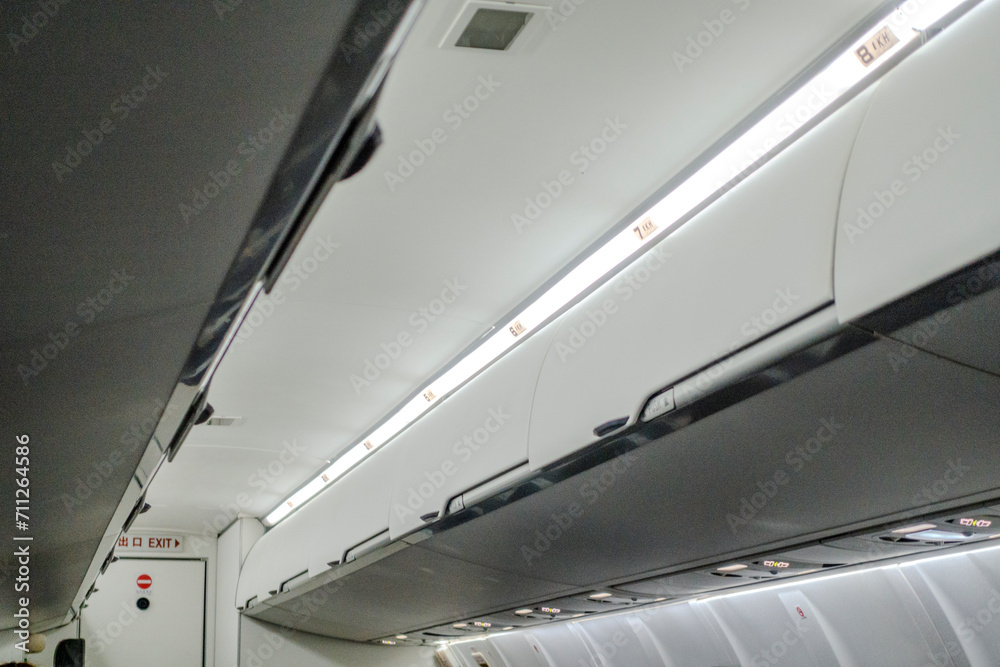 The interior of an airplane. The interior of an airplane.