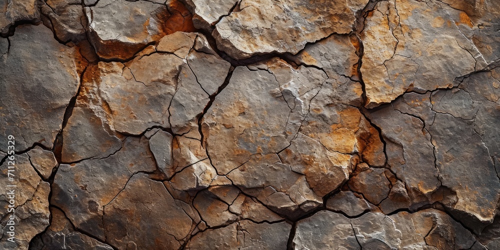 Stone background for design. Brown rock texture with cracks.
