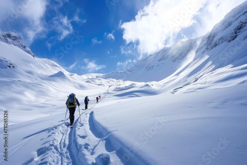 Ski touring in alpine landscape