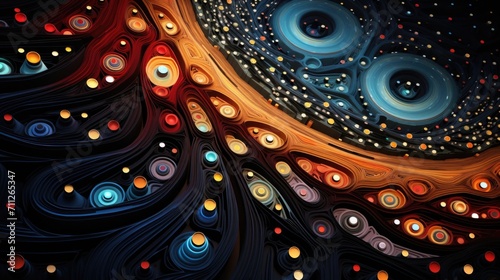 An abstract interpretation of early brain formation, characterized by swirling patterns that serve as a metaphor for the emerging potential for advanced thinking. photo