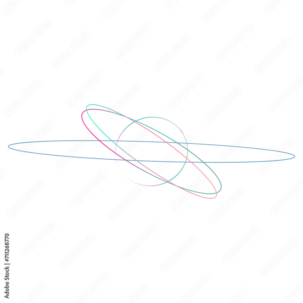 An abstract cut out transparent iridescent oval gradient shape futuristic pattern design element.