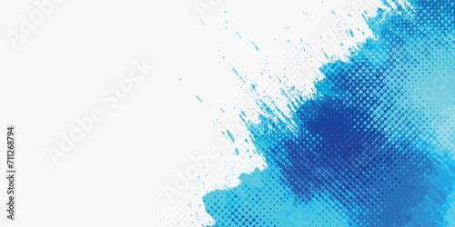 White and blue abstract grunge background in halftone style