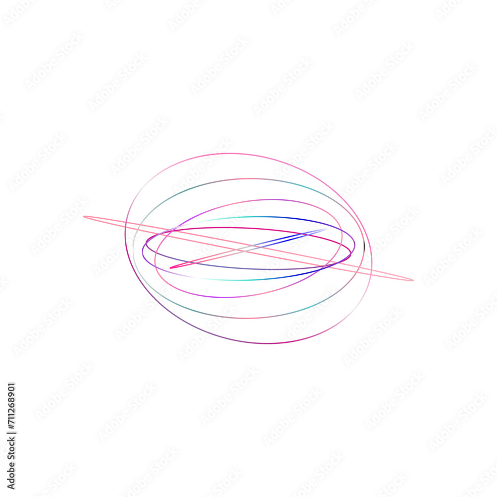 An abstract cut out transparent iridescent oval gradient shape futuristic pattern design element. An abstract cut out transparent iridescent oval gradient shape futuristic pattern design element.