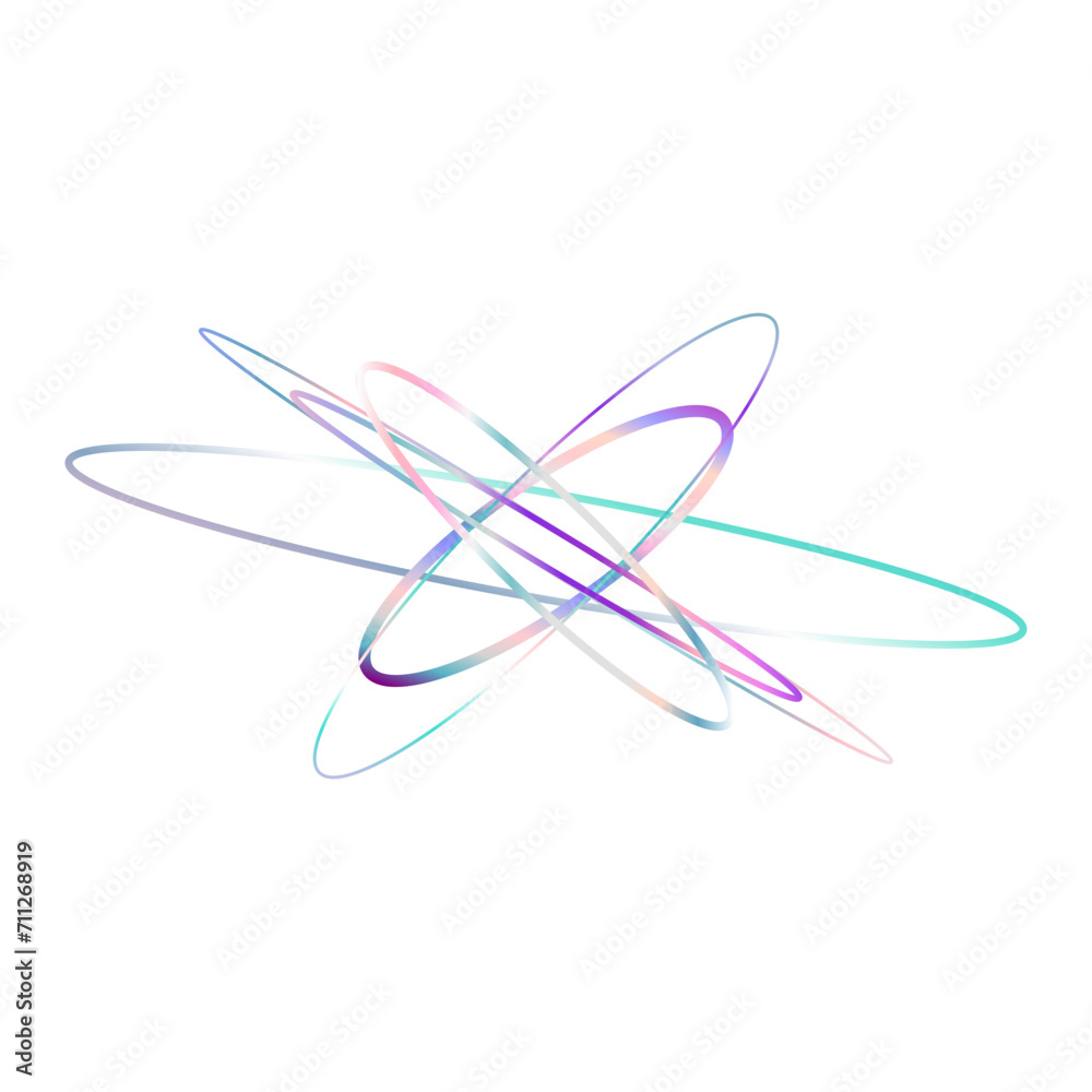 Fototapeta premium An abstract cut out transparent iridescent oval gradient shape futuristic pattern design element.