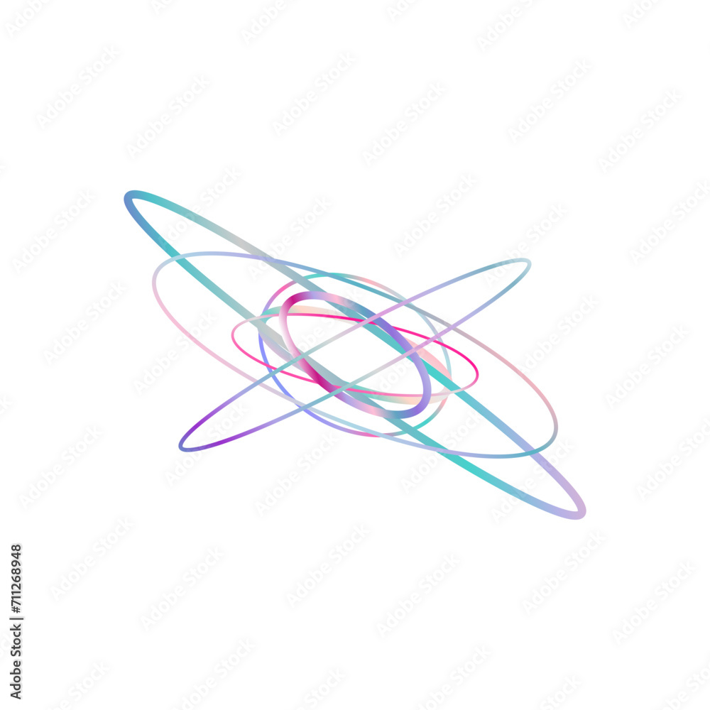 An abstract cut out transparent iridescent oval gradient shape futuristic pattern design element. An abstract cut out transparent iridescent oval gradient shape futuristic pattern design element.