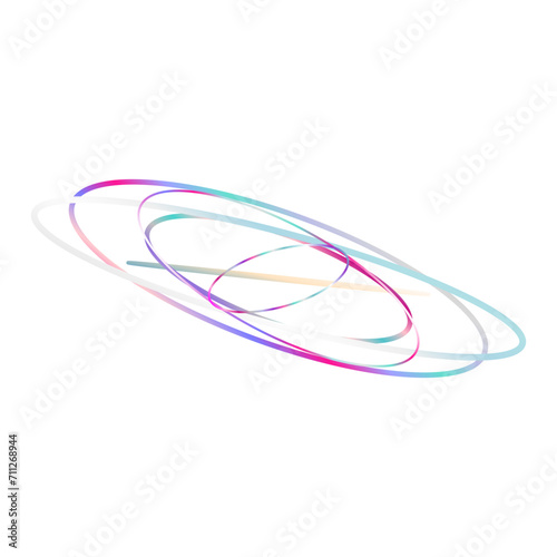 An abstract cut out transparent iridescent oval gradient shape futuristic pattern design element.