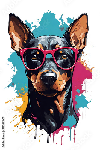 A black dog wearing sunglasses, Generative AI