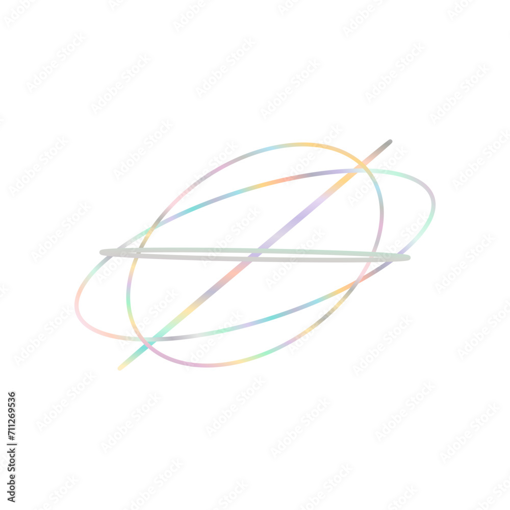 An abstract cut out transparent iridescent oval gradient shape futuristic pattern design element. An abstract cut out transparent iridescent oval gradient shape futuristic pattern design element.