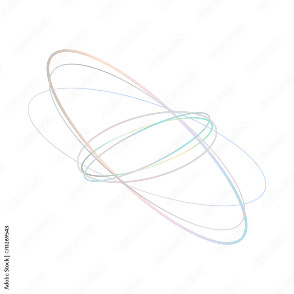 An abstract cut out transparent iridescent oval gradient shape futuristic pattern design element. An abstract cut out transparent iridescent oval gradient shape futuristic pattern design element.