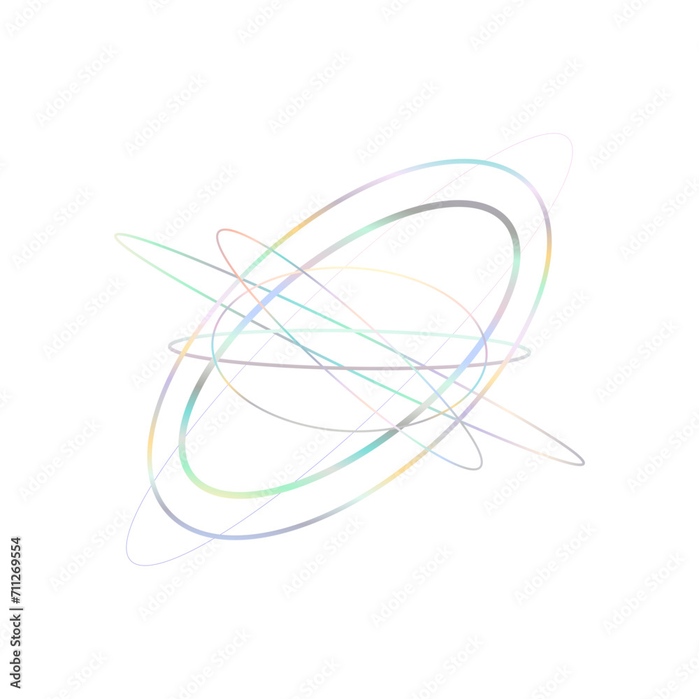 An abstract cut out transparent iridescent oval gradient shape futuristic pattern design element. An abstract cut out transparent iridescent oval gradient shape futuristic pattern design element.