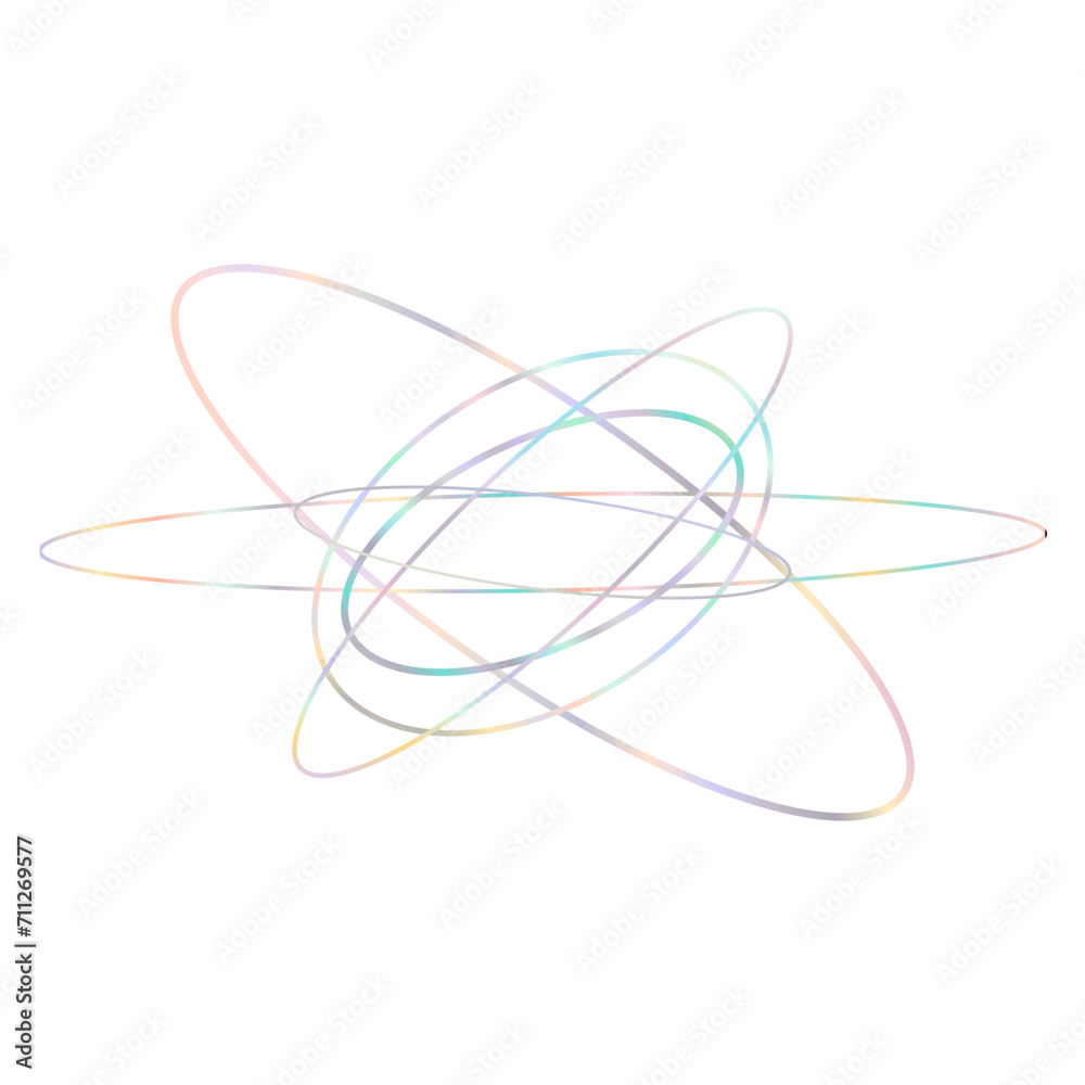 An abstract cut out transparent iridescent oval gradient shape futuristic pattern design element. An abstract cut out transparent iridescent oval gradient shape futuristic pattern design element.