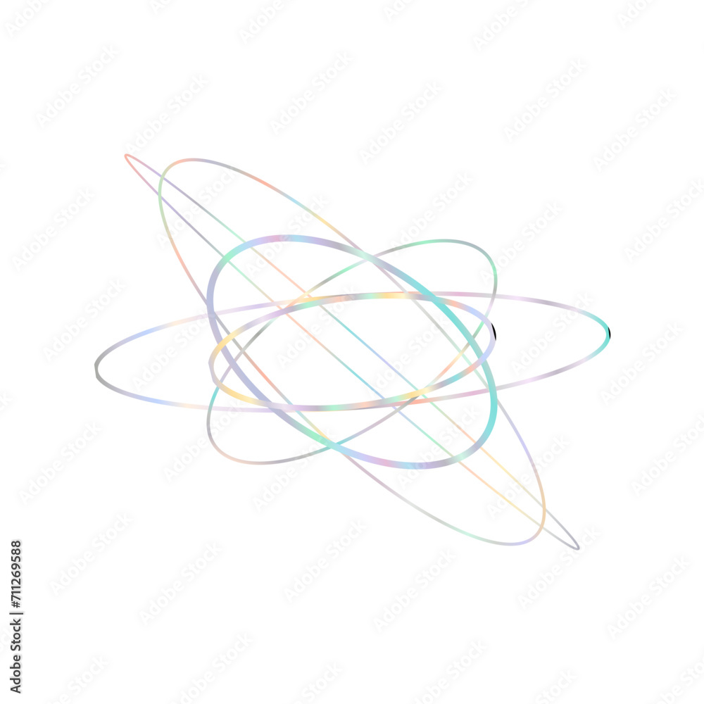 An abstract cut out transparent iridescent oval gradient shape futuristic pattern design element. An abstract cut out transparent iridescent oval gradient shape futuristic pattern design element.