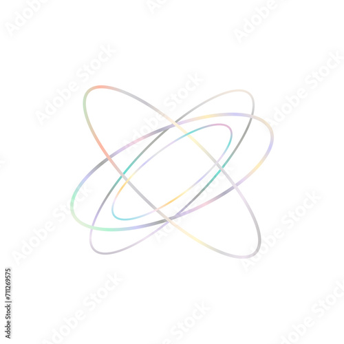 An abstract cut out transparent iridescent oval gradient shape futuristic pattern design element.