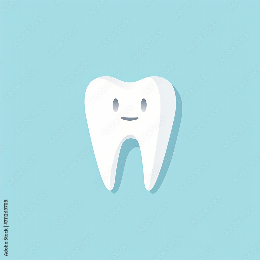 White tooth icon. AI illustration. Flat style. with kawaii eyes. White tooth icon. AI illustration. Flat style. with kawaii eyes.