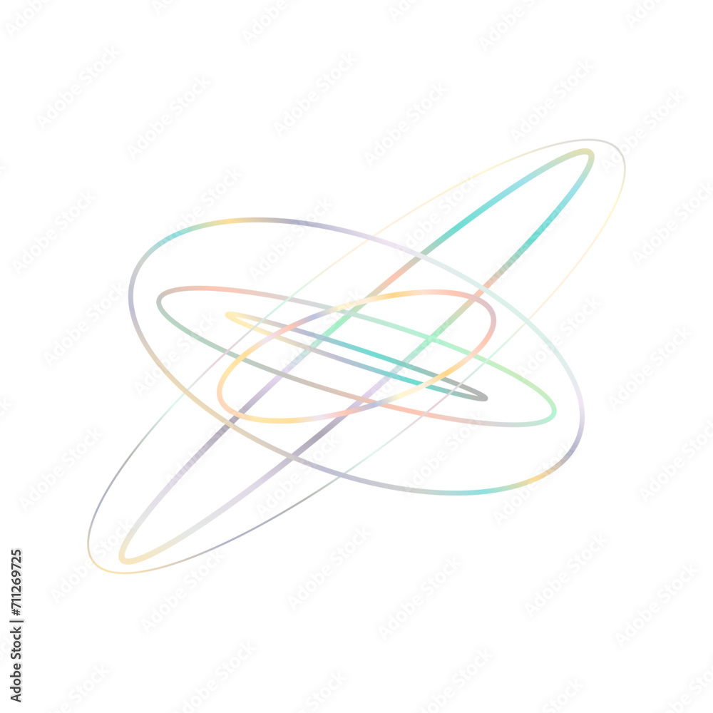 An abstract cut out transparent iridescent oval gradient shape futuristic pattern design element. An abstract cut out transparent iridescent oval gradient shape futuristic pattern design element.