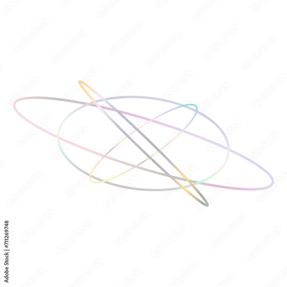 An abstract cut out transparent iridescent oval gradient shape futuristic pattern design element. An abstract cut out transparent iridescent oval gradient shape futuristic pattern design element.