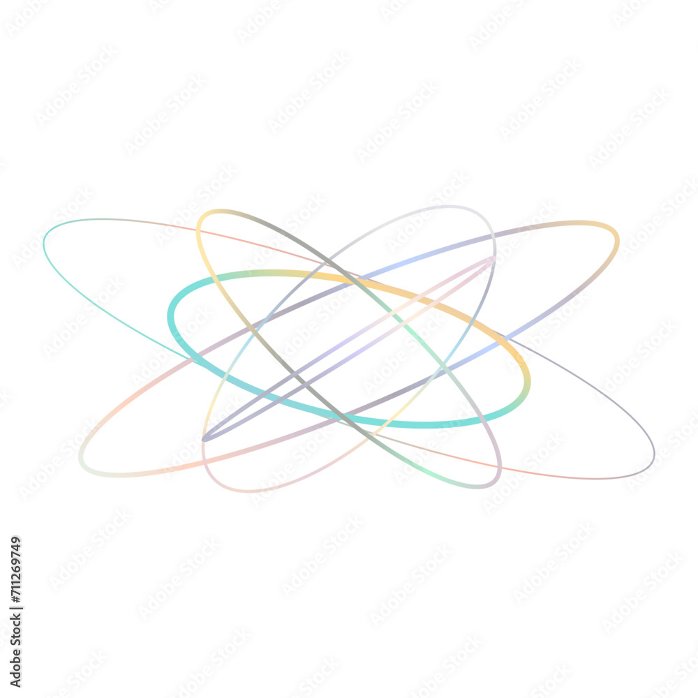 An abstract cut out transparent iridescent oval gradient shape futuristic pattern design element. An abstract cut out transparent iridescent oval gradient shape futuristic pattern design element.