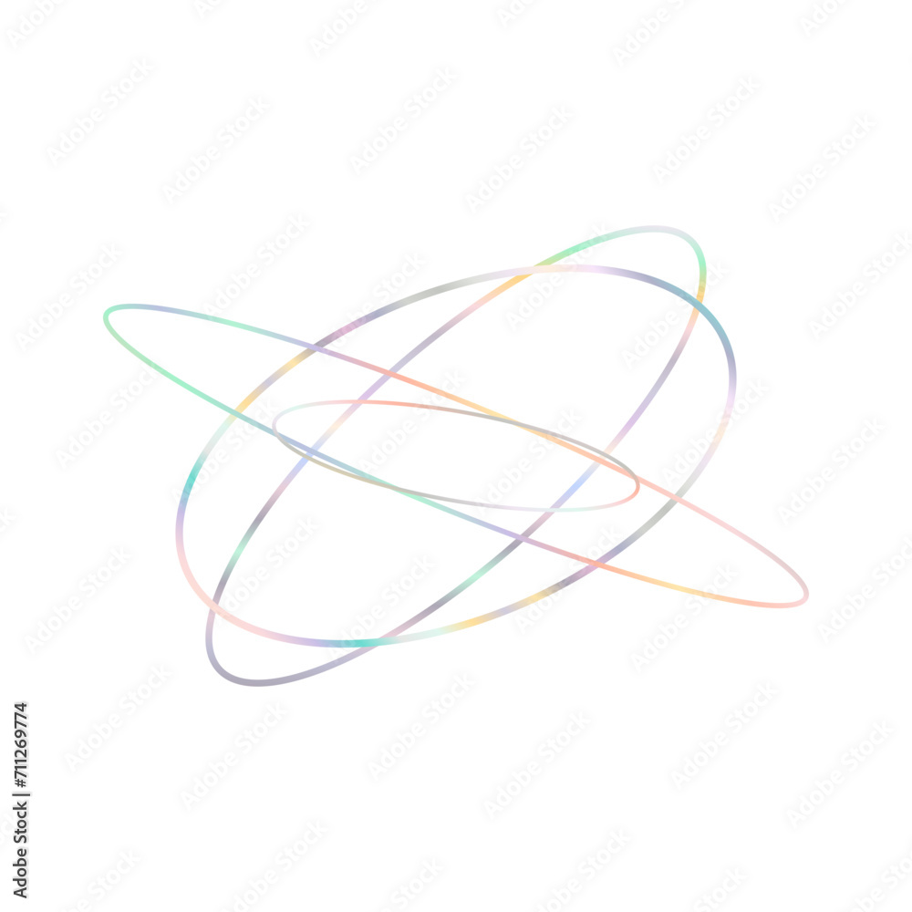 An abstract cut out transparent iridescent oval gradient shape futuristic pattern design element. An abstract cut out transparent iridescent oval gradient shape futuristic pattern design element.