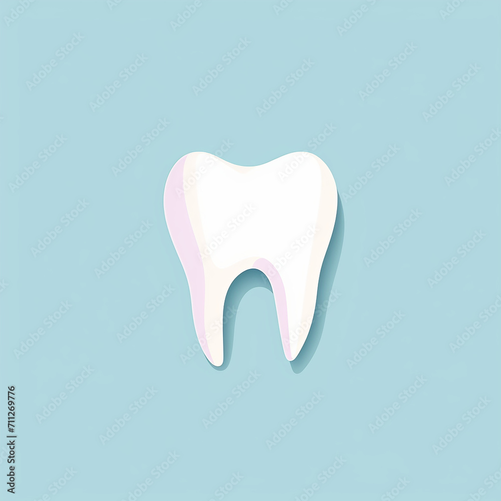 White tooth icon. AI illustration. Flat style