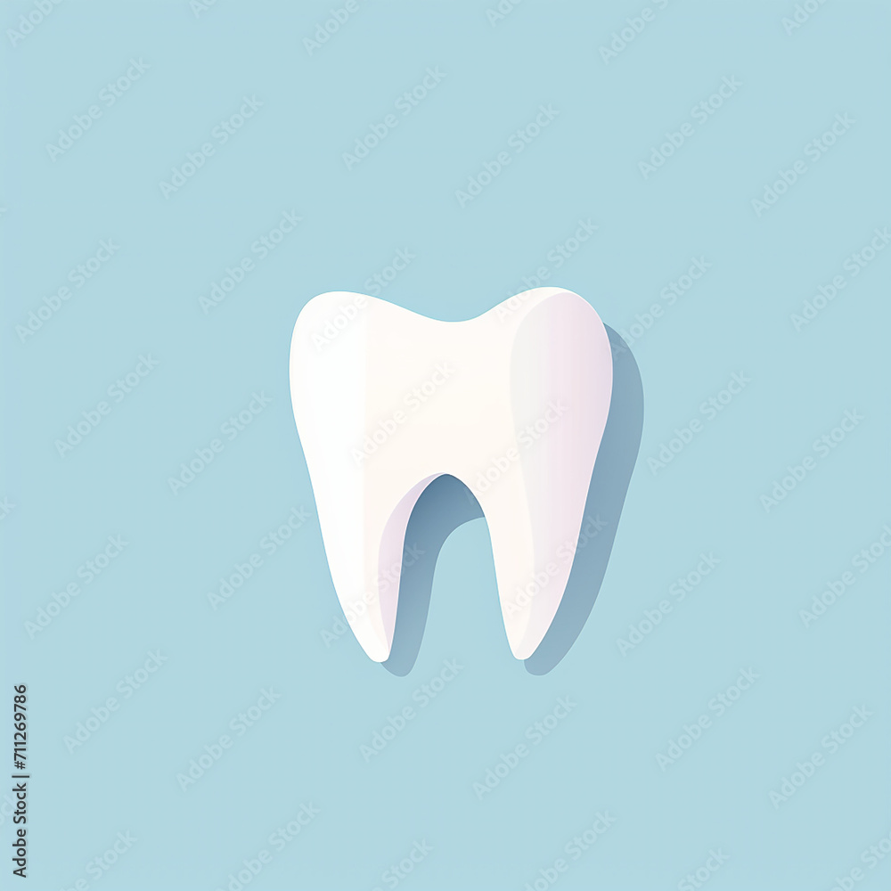 White tooth icon. AI illustration. Flat style
