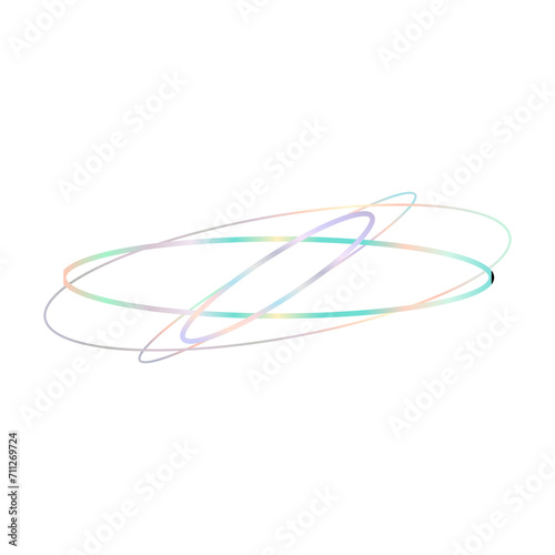An abstract cut out transparent iridescent oval gradient shape futuristic pattern design element.