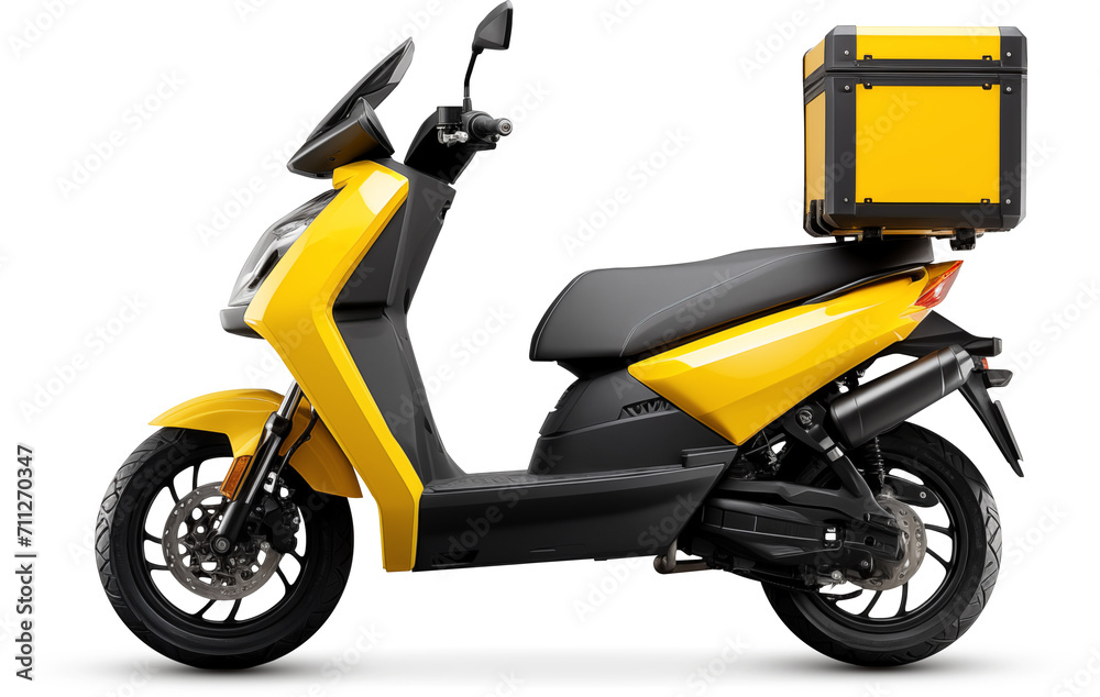 Yellow Electric Delivery Scooter with Cargo Box Yellow Electric Delivery Scooter with Cargo Box