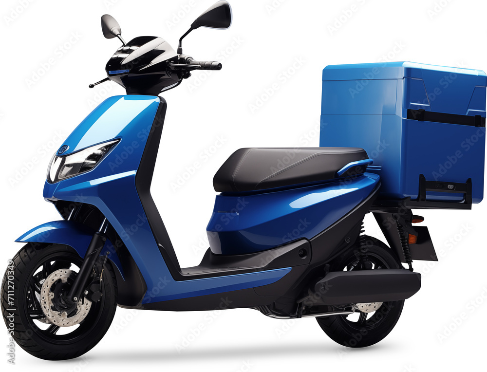 Blue Electric Delivery Scooter with Cargo Box