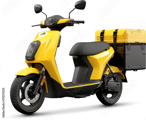 Yellow Electric Delivery Scooter with Cargo Box