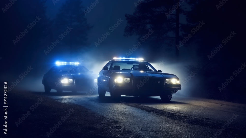 Illustration of police speeding down the road responding to an emergency call