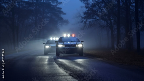 Illustration of police speeding down the road responding to an emergency call © Instacraft.Studio