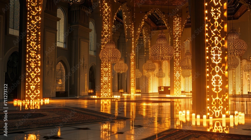 Time for Reflection - Ramadan Mosque Interior with Soft Lighting and Serene Ambiance