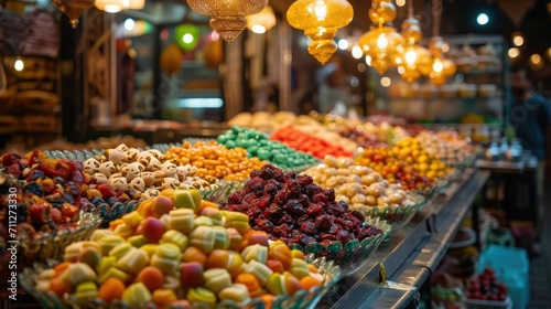 Embracing the Festivity - Vibrant Ramadan Bazaar with Colorful Stalls and Mouthwatering Delicacies