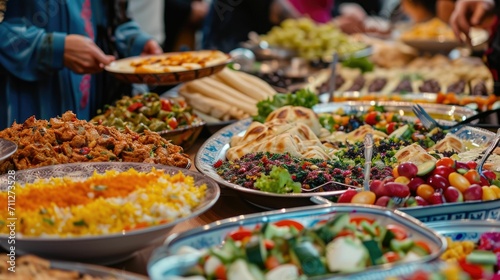 Community Bonding - Ramadan Iftar Feast with Colorful Spreads and Joyful Gathering